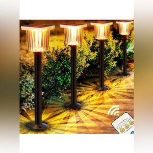 Solar Pathway Lights Outdoor 4 Pk 1500mAh Lasting Path Powered w/2 Controllers
